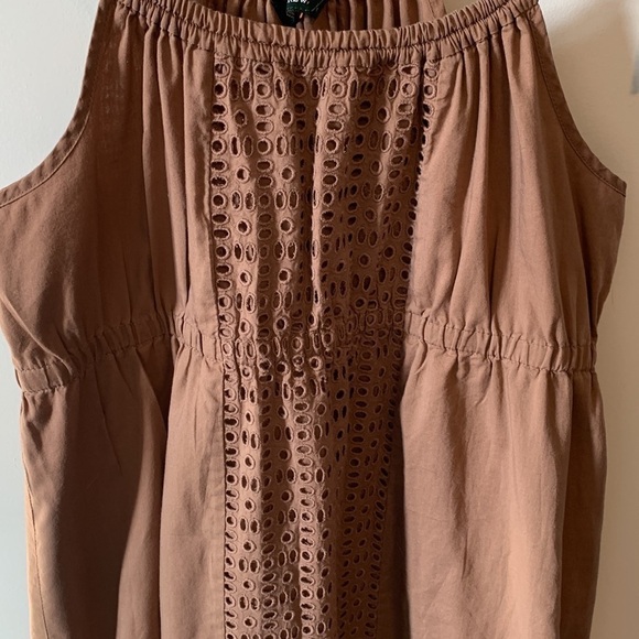 J. Crew Tan Summer Spaghetti Strap Eyelet Dress Size Medium - Picture 8 of 17